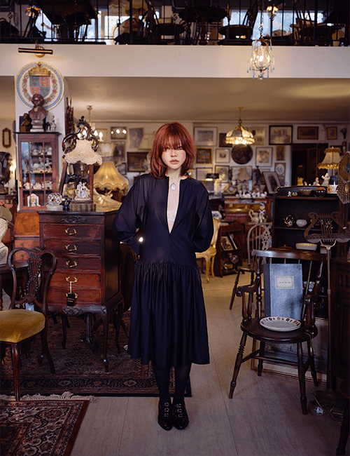 jersey long pleats dress