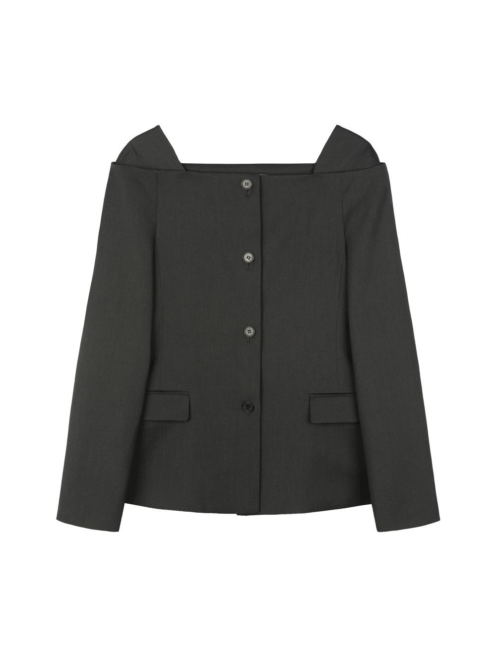 OFF-SHOULDER JACKET (CHARCOAL)