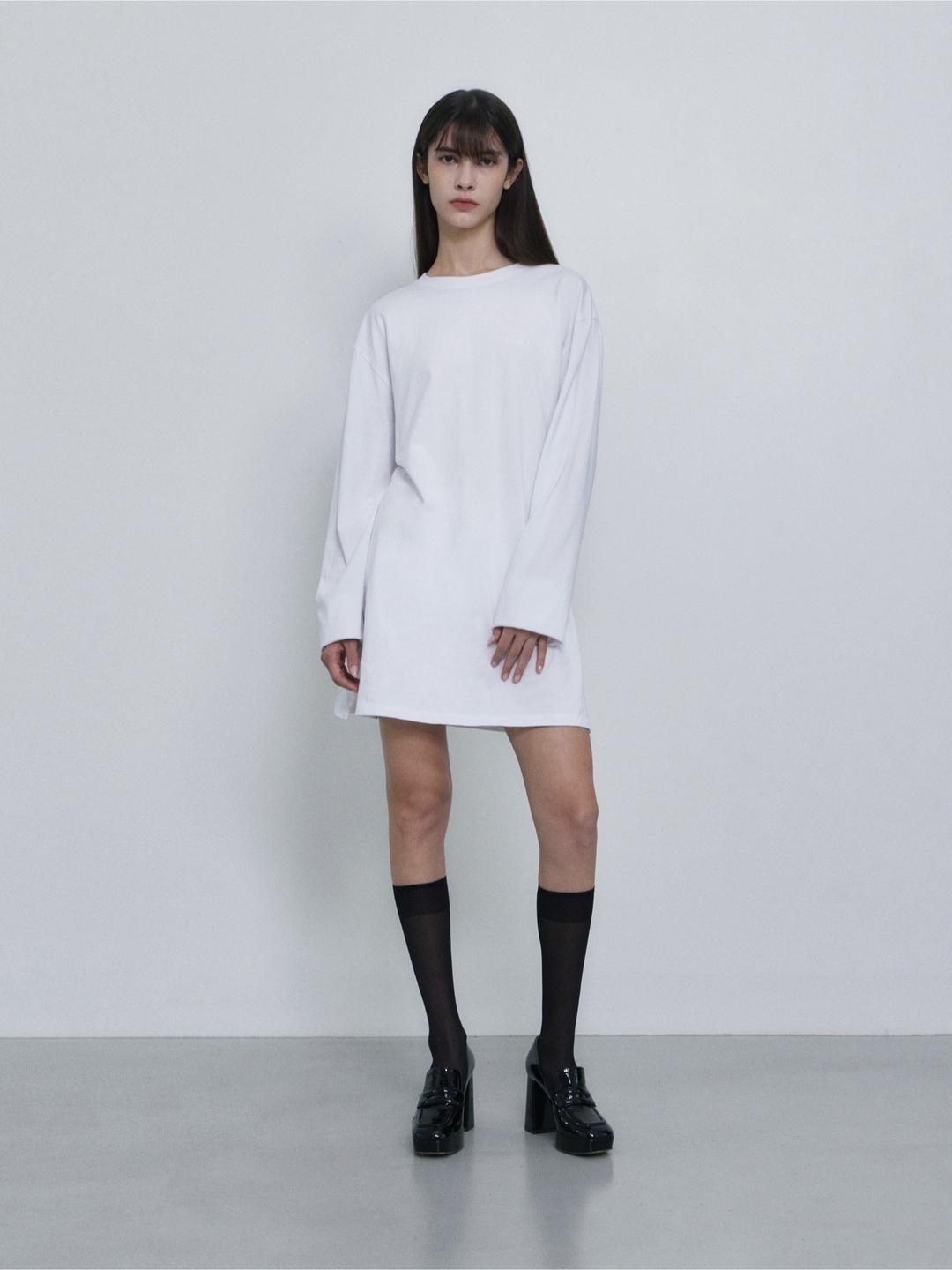 [노머] Layered Long Shirt White