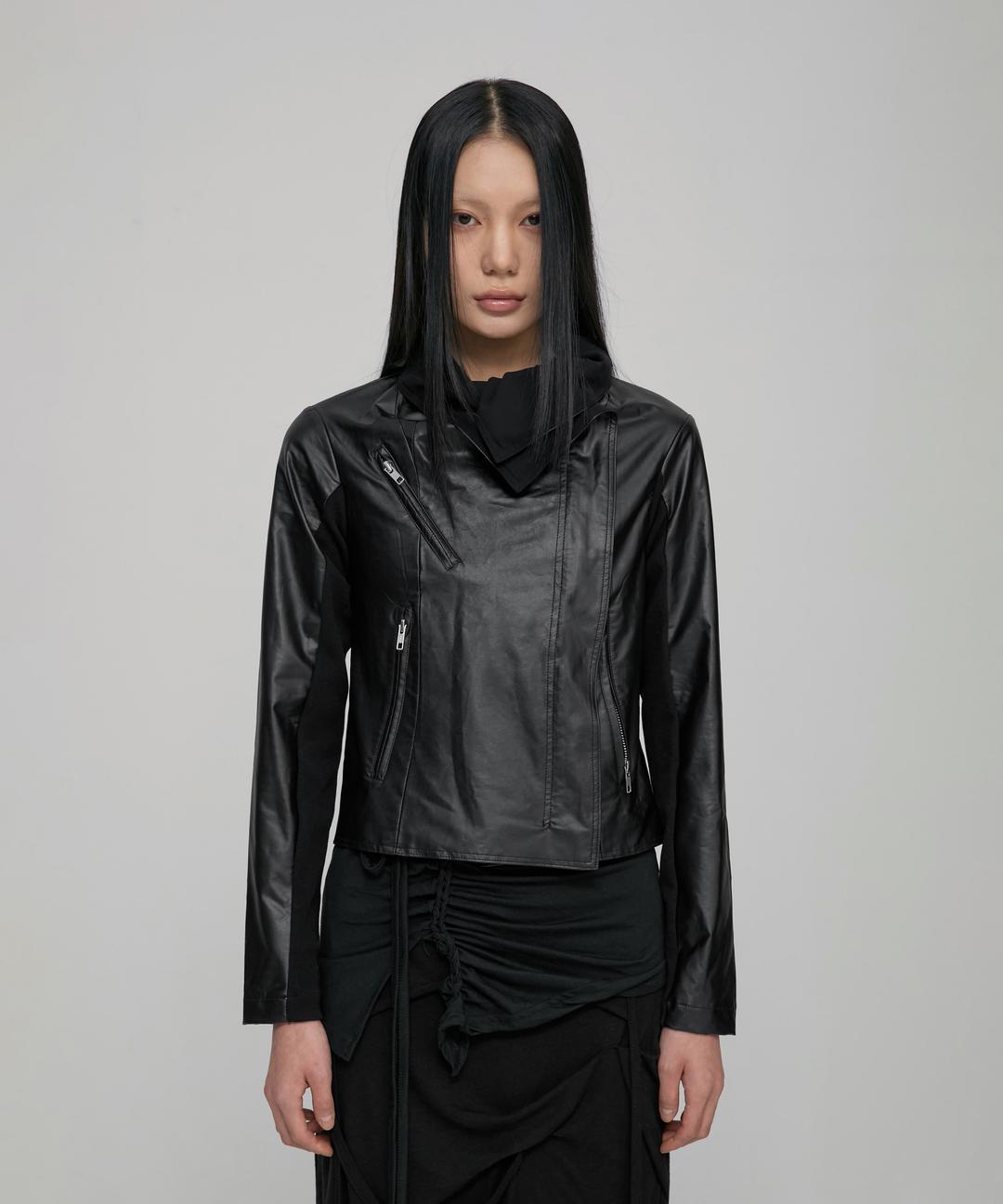 Asymmetrical Biker Leather Jacket (FL-047_Leather)