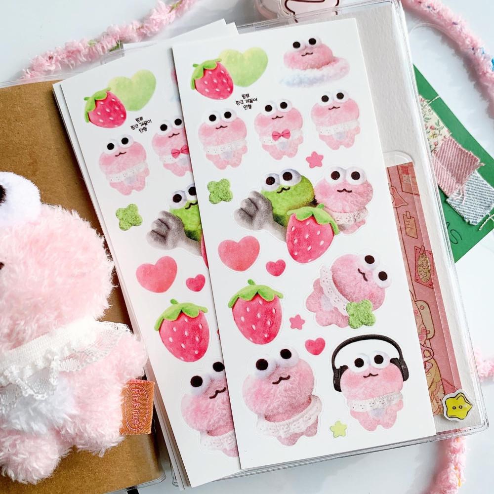 [핑루] 핑크 개구리 인형스티커