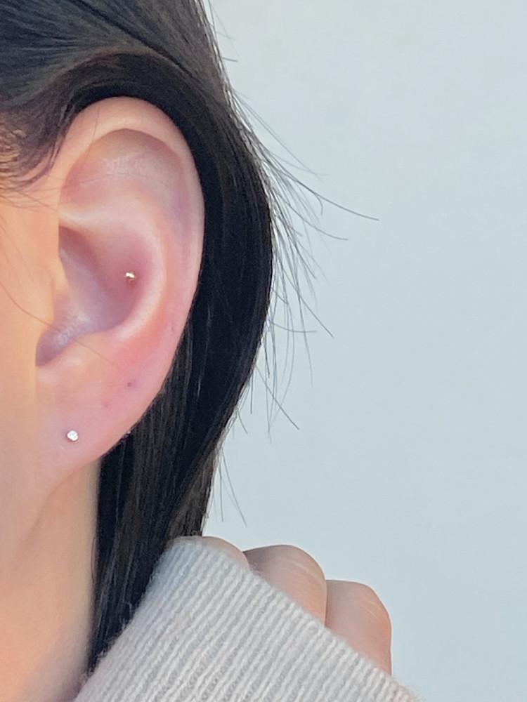 14k 금 1mm 초미니 데일리 큐빅 피어싱 미니