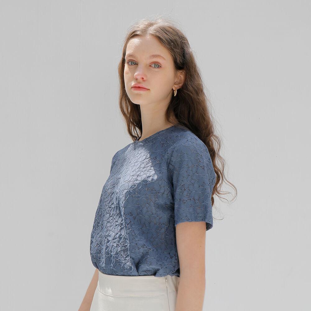 FLOWER LACE T-SHIRT_BLUE