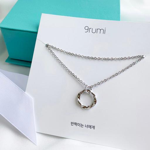 2800개돌파🎉볼드라인 꼬임링 탄생석 목걸이-실버컬러