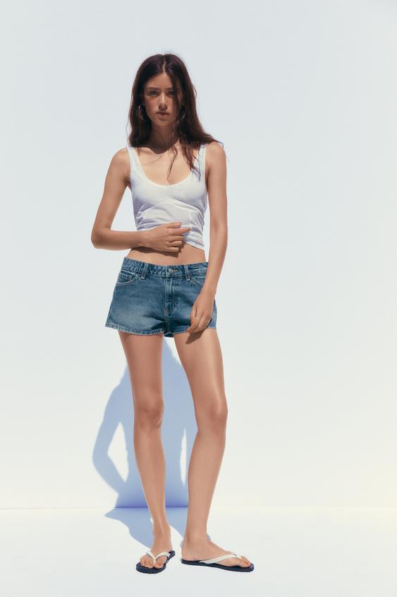 SHORTS MICRO DENIM TRF 미드라이즈