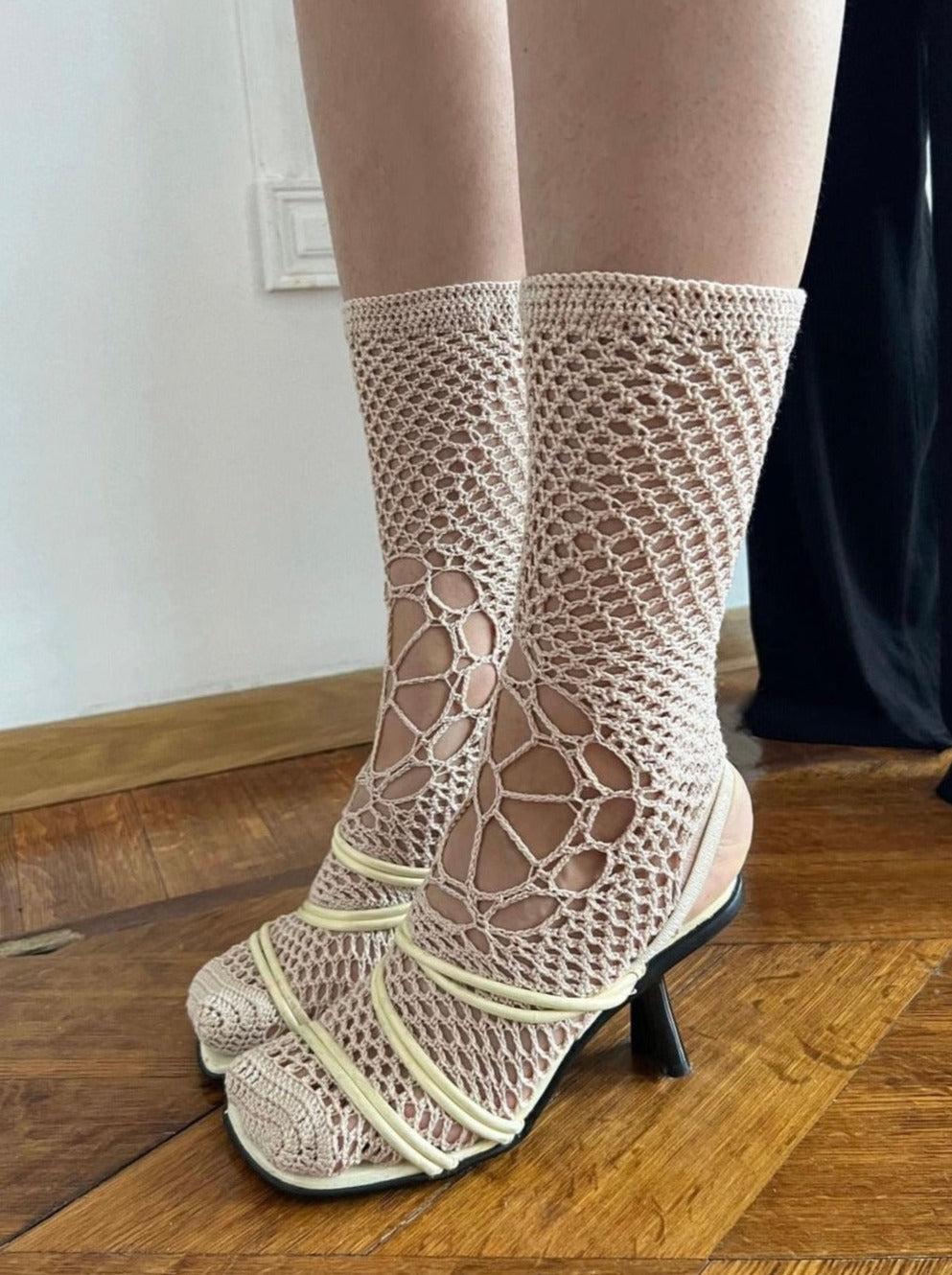 Midi crochet socks powder - S-M