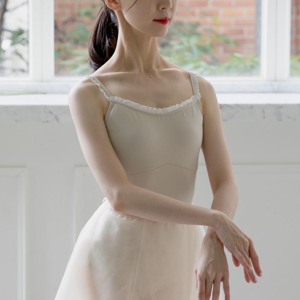Frill Sleeveless 캐미솔 성인 취미 발레복 발레 모노키니 폴댄스