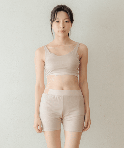 [클리어 브라탑] 밴딩 없이 고정되는 텐셀 캡내장 브라탑 스포츠브라 요가탑