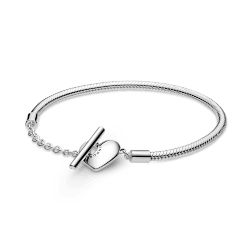 판도라 모멘츠 하트 티-바 스네이크 체인 브레이슬릿