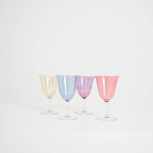 rockabilly colored wine glasses colored glass set of 4 1950~60s