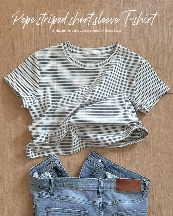 그레이스뮤즈 페페 스트라이프 반팔 티셔츠