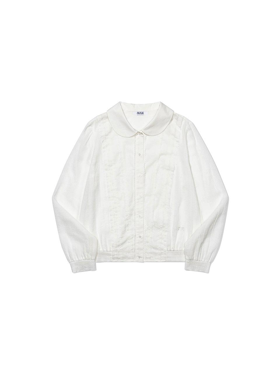 Mellow Collar Shirring Blouse White_F253BL01