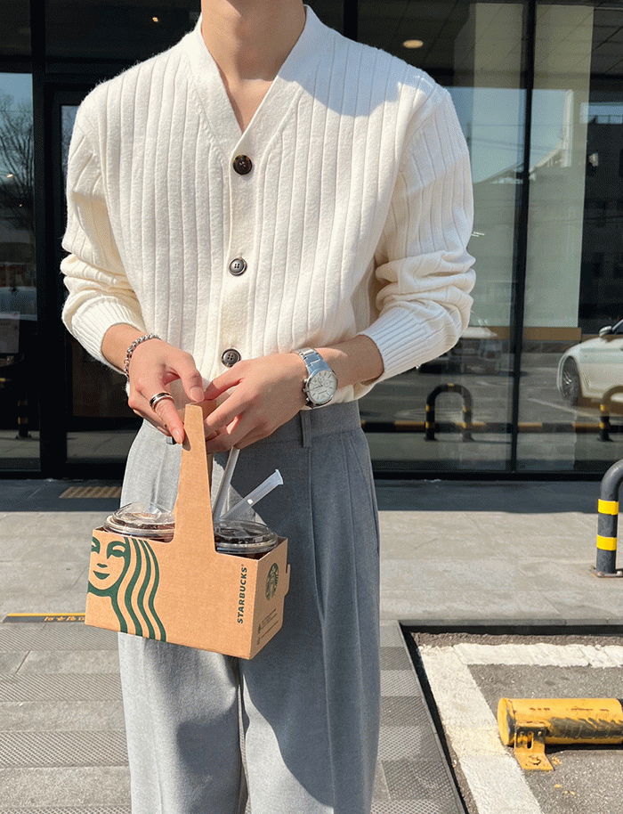 [당일발송] 리빙 캐시미어 골지 니트 가디건 (5color)