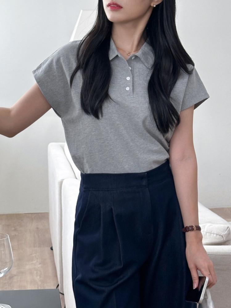 헤이즐 캡 소매 카라 티셔츠 (5 colors)