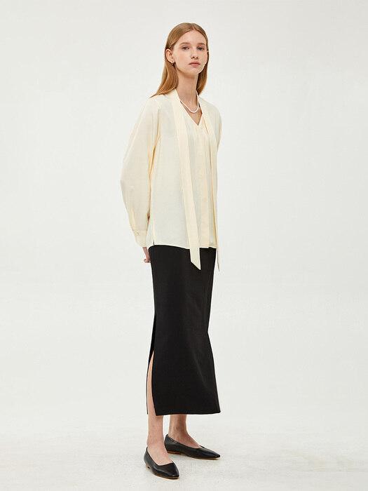 텐셀 V넥 셔츠 크림