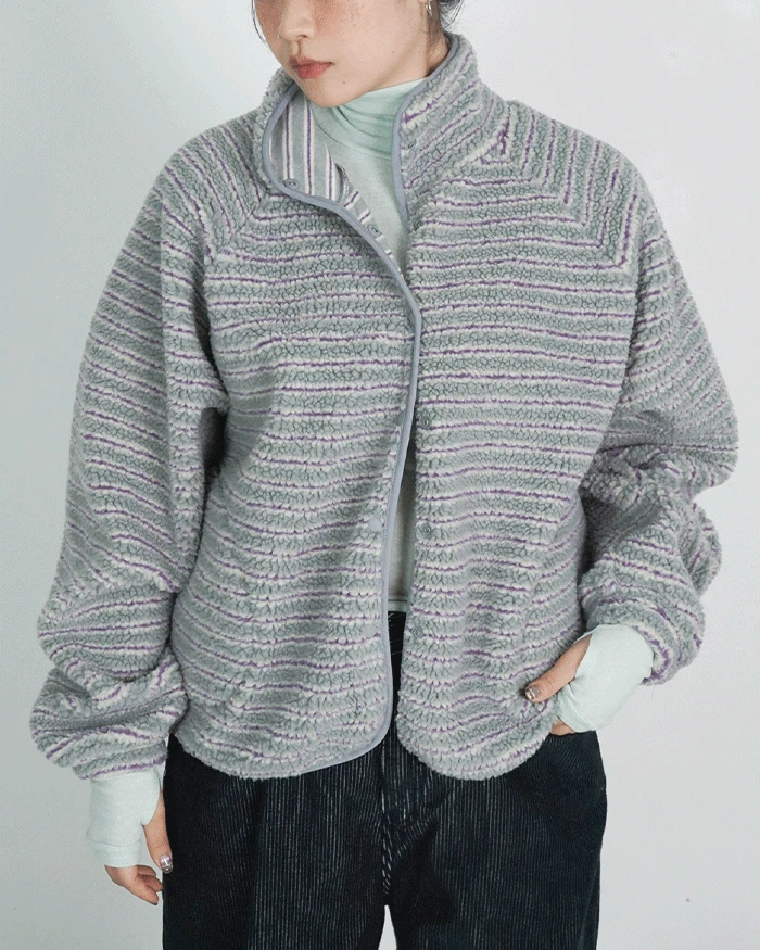 카노 양털 후리스 스냅 점퍼