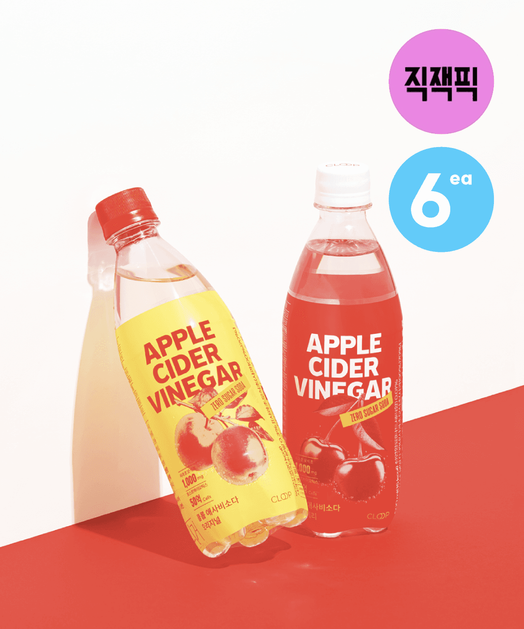 클룹 [직잭픽] 애사비소다 2종 500ml 6개 (오리지널, 타트체리)