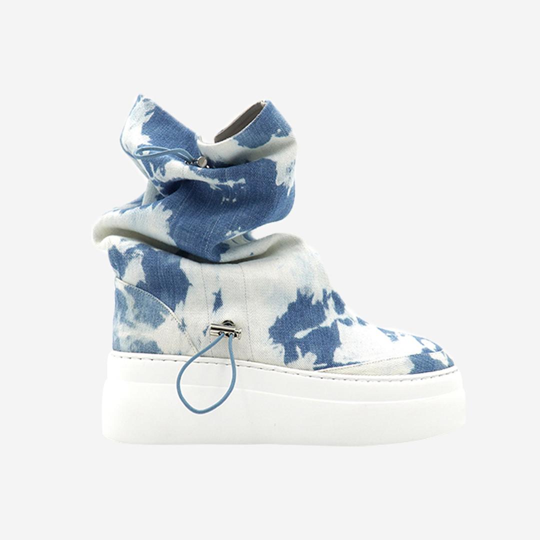 Yieyie Women Elma Boots Bleached Denim