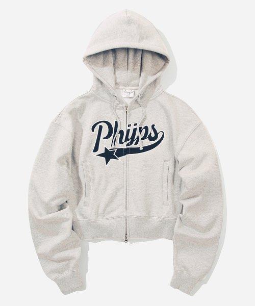 PHYPS® WOMENS CROP STAR TAIL HOODIE ZIP UP OATMEAL