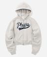 PHYPS® WOMENS CROP STAR TAIL HOODIE ZIP UP OATMEAL