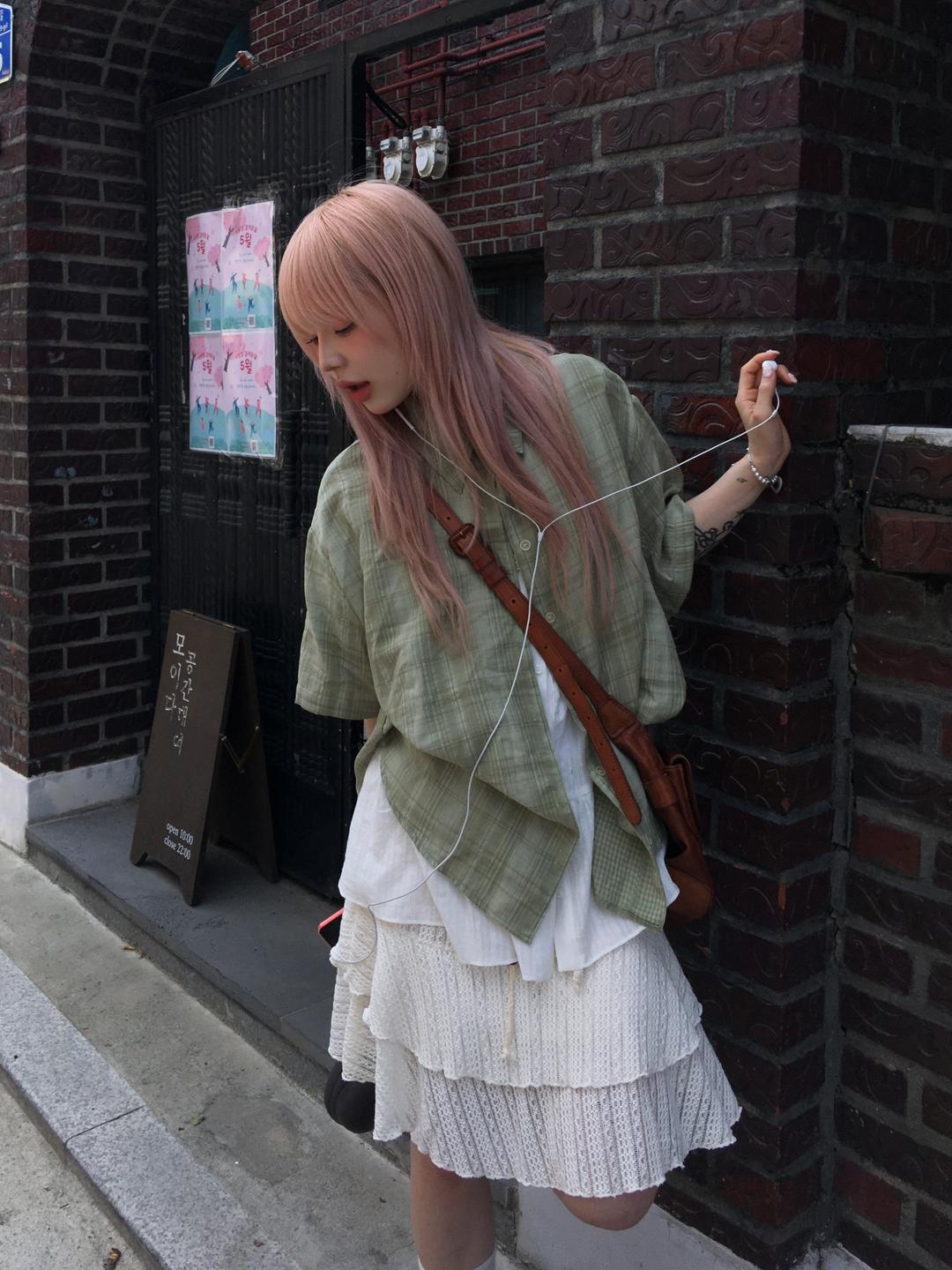 아이싱 체크 하프셔츠 2col