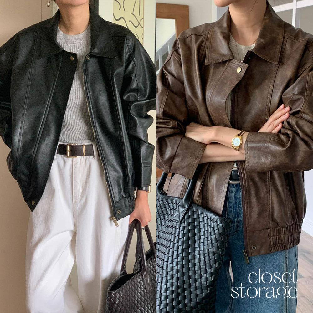 (세일)당일/시그니처 가먼트 레더 자켓