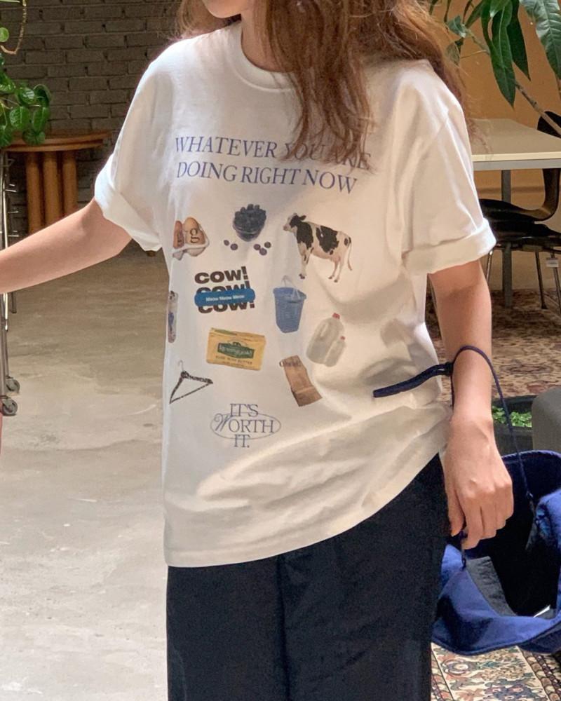 (3color) 카우 반팔티셔츠 귀여운티셔츠 대학생데일리코디