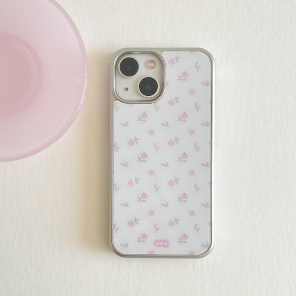 [phone case] vintage rosy silver glossy glass