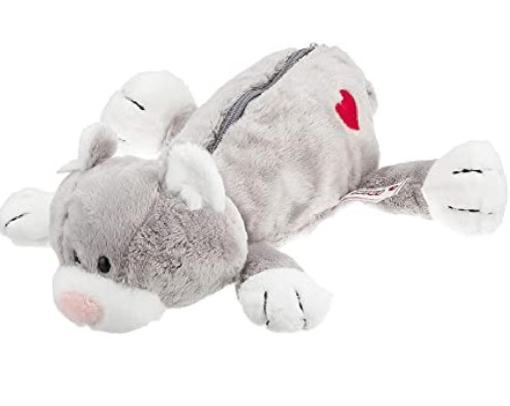 NICI 고양이 Figure Pouch,펜슬 케이스,필통, 화장품 파우치(36cm),그레이 캣
