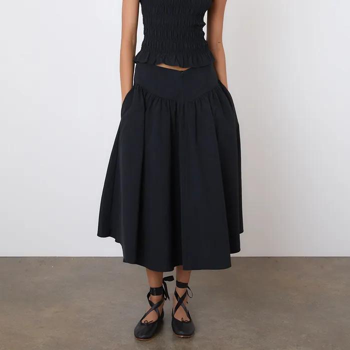 (W) The Deba Midi Skirt (Onyx)