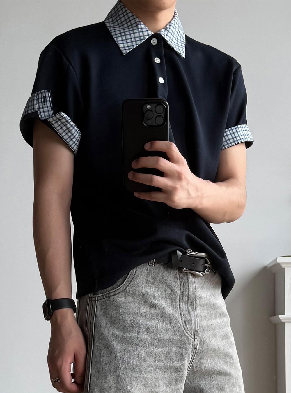 Check Collar Air-Layer Polo Shirt