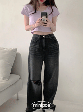 [MADE] 블랙브러쉬 데미지 오버핏pants (1color)