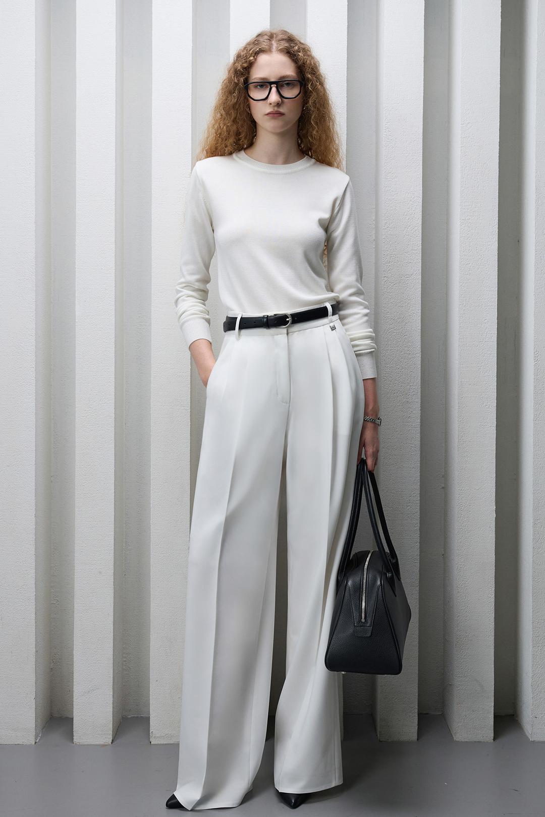 [Essential] 모스 하이웨이스트 와이드 슬랙스 - 화이트