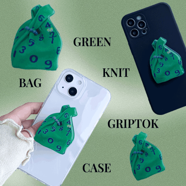 블링블링케이스 그린 니트백 그립톡 케이스 세트