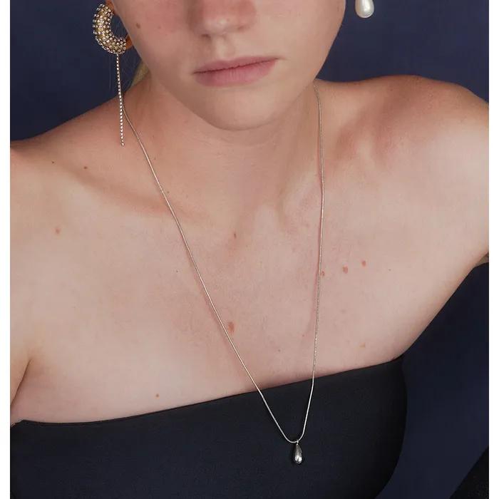 Teardrop Pendant Necklace - Silver Pendant