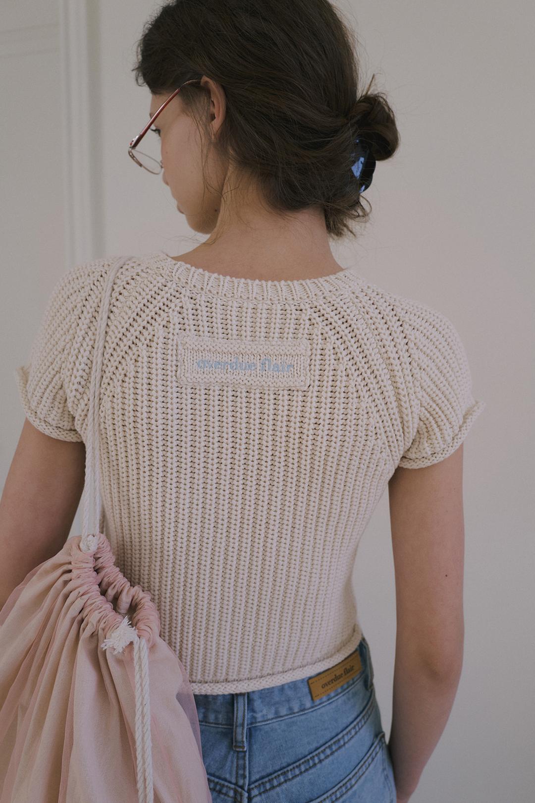 ROLLING CAP SLEEVE KNIT_CREAM