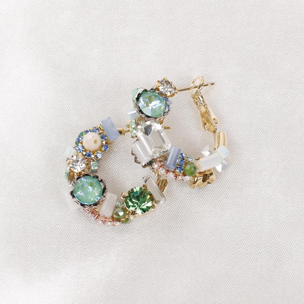 핸드메이드 미스틱 자딘 스왈스톤 링 귀걸이 (그린)