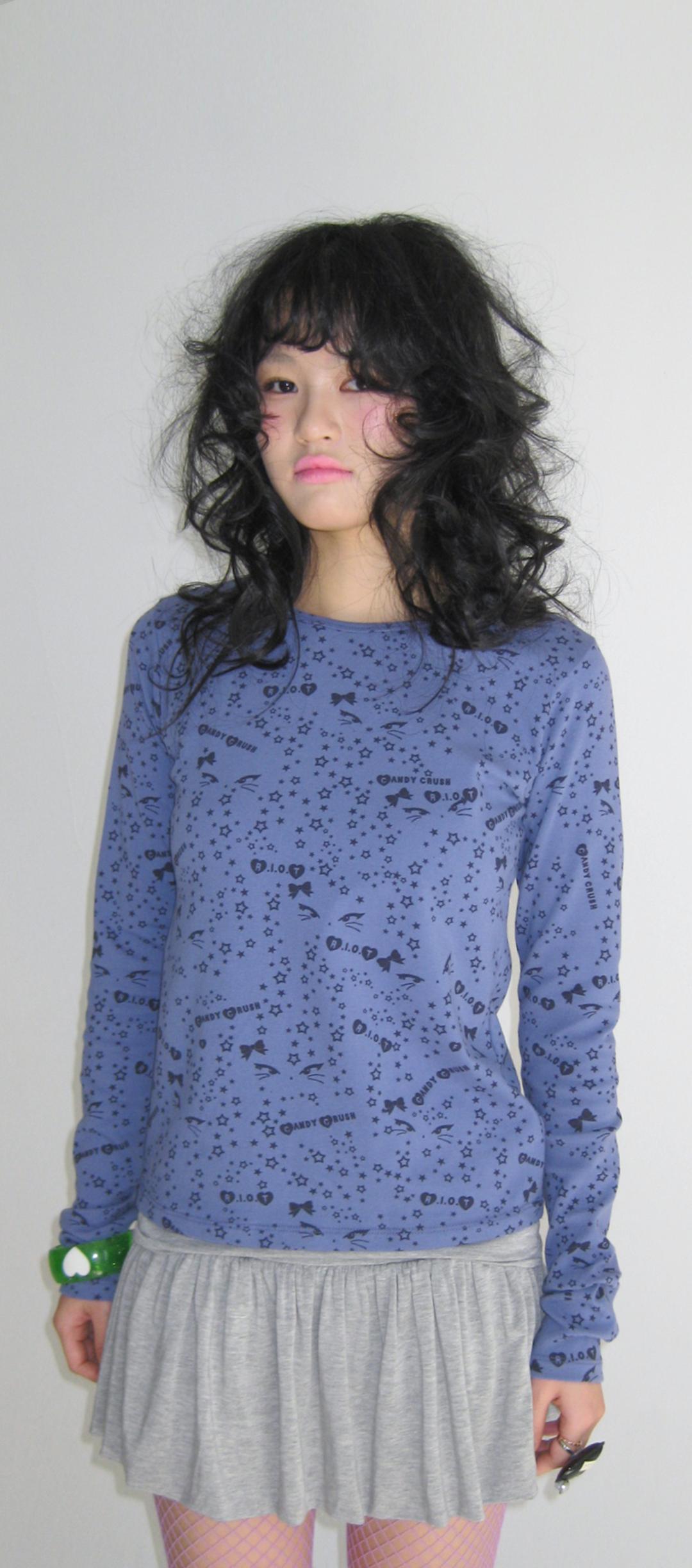 [F.E.E.S] jersey pattern long top (CAT)