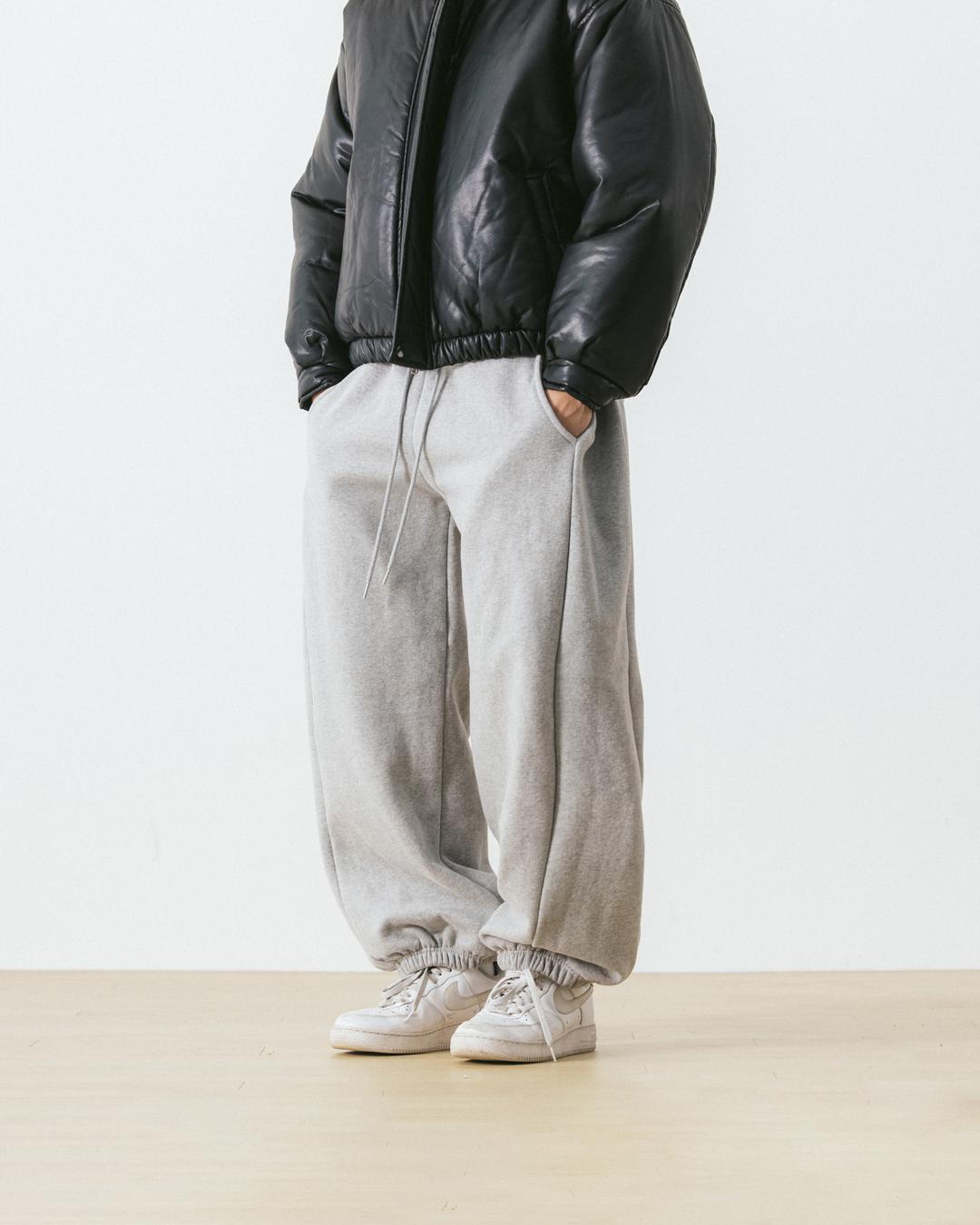 Side Tuck Napping Jogger Sweat Pants - Melange Grey