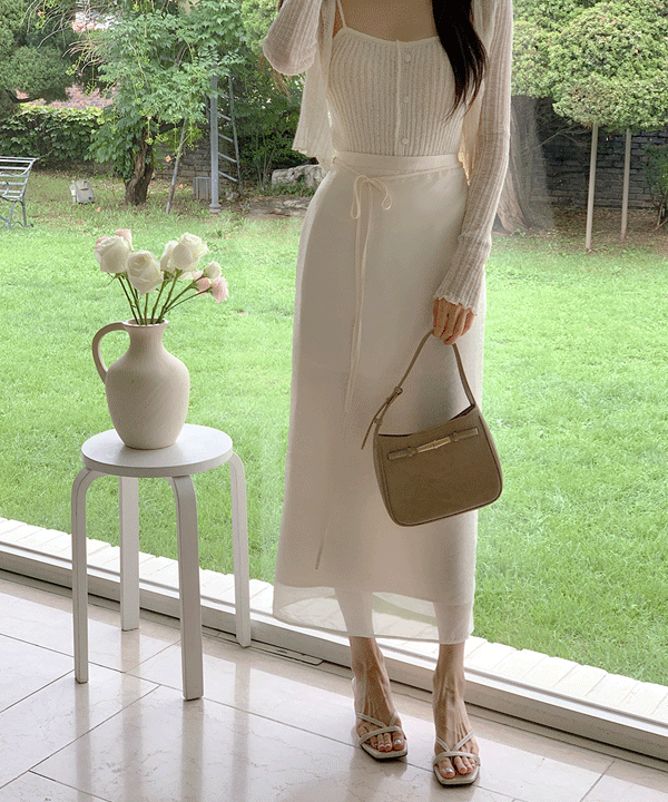 퍼빗 블랑쉐 리본끈  레이어드 스커트 - 2color