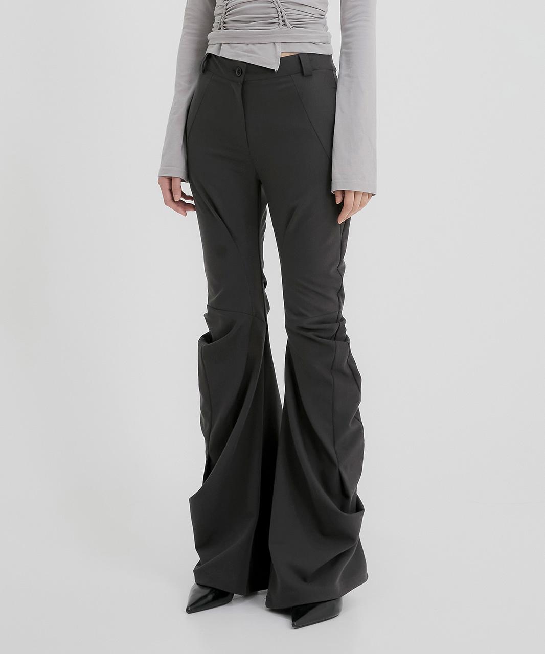 Asymmetrical Drape Pants (FL-245_Charcoal)