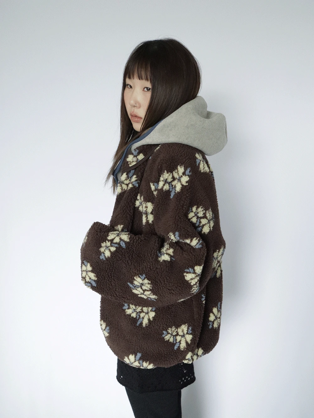flower dumble fleece padding jacket 플라워 덤블 플리스 패딩 자켓