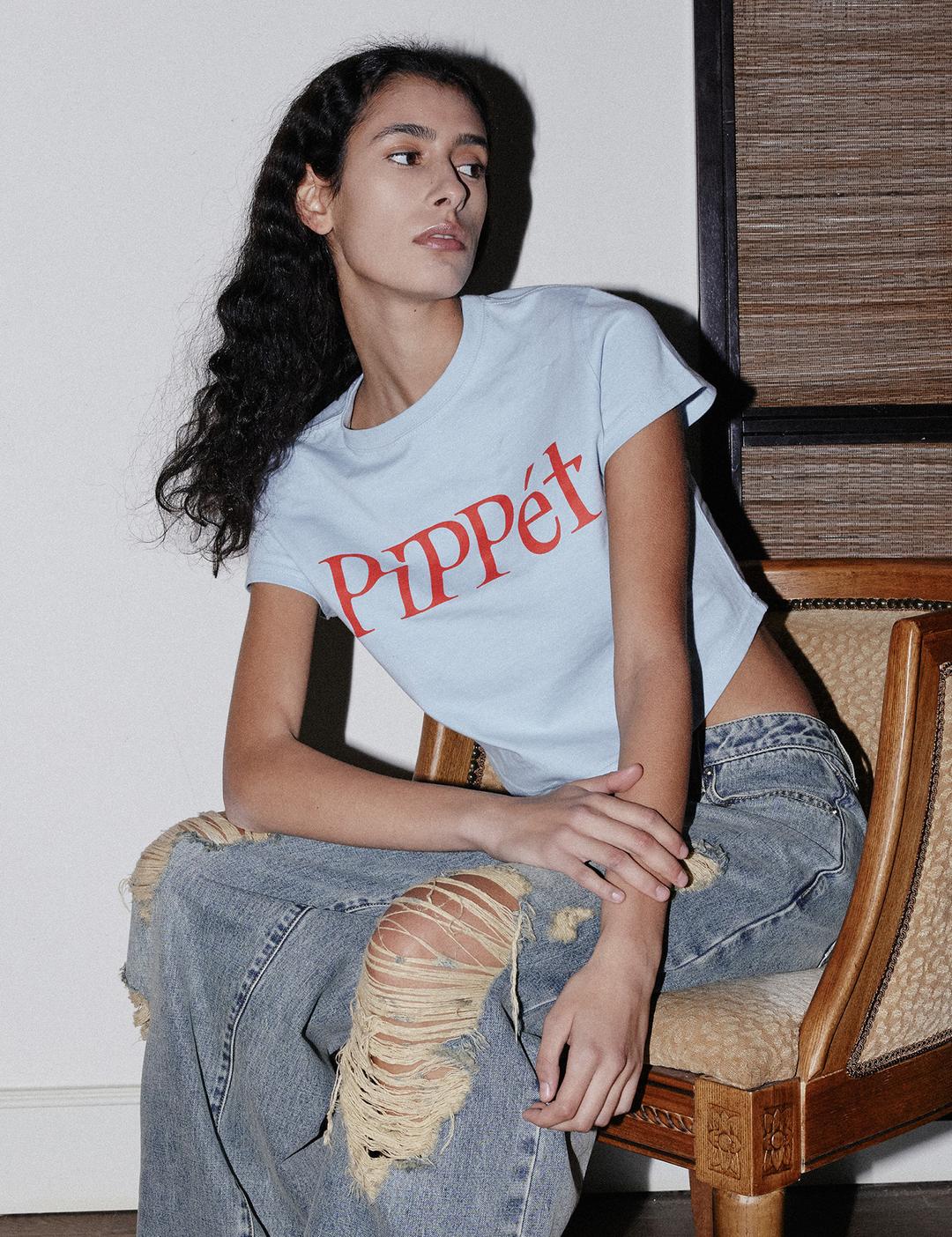 Pippet Round Crop T-shirt (sky blue)