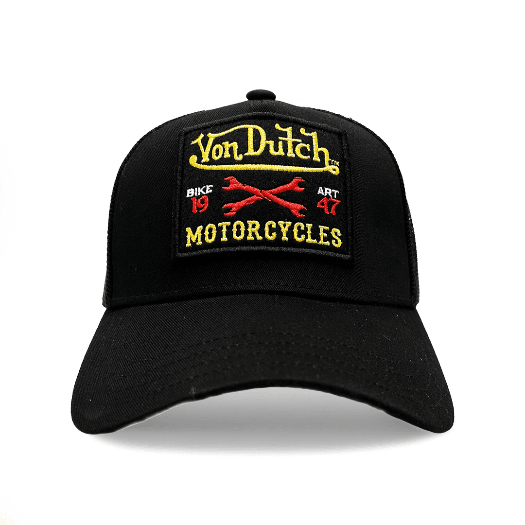 Black & Yellow Motorcyles Patch Trucker Hat