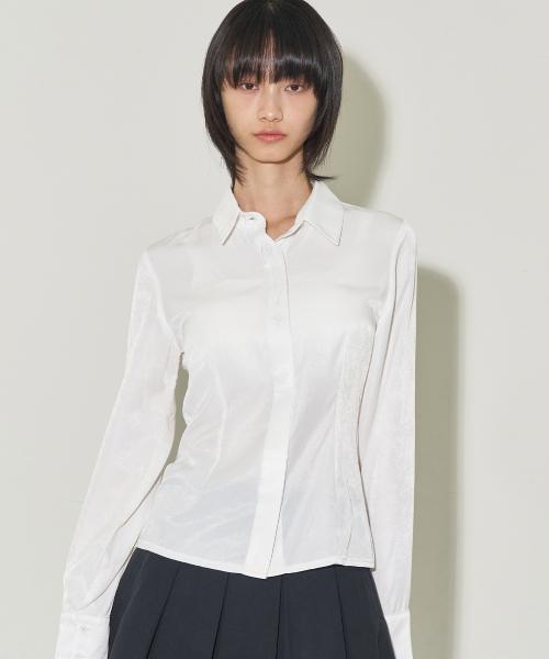 보헤미안 슬림 셔츠 화이트