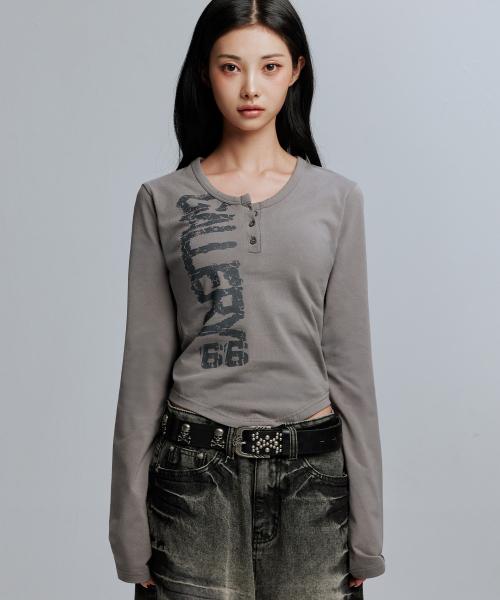 PAINTED BUTTON LONG SLEEVE_BEIGE