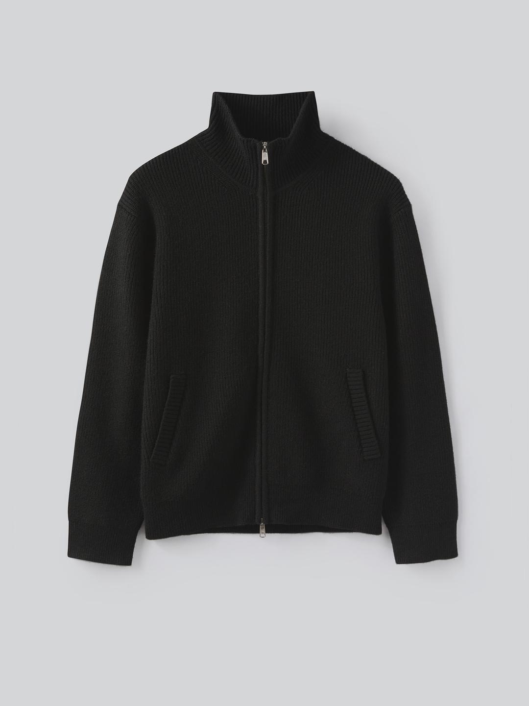 Aron Wool Zip-Up Knit (Black)