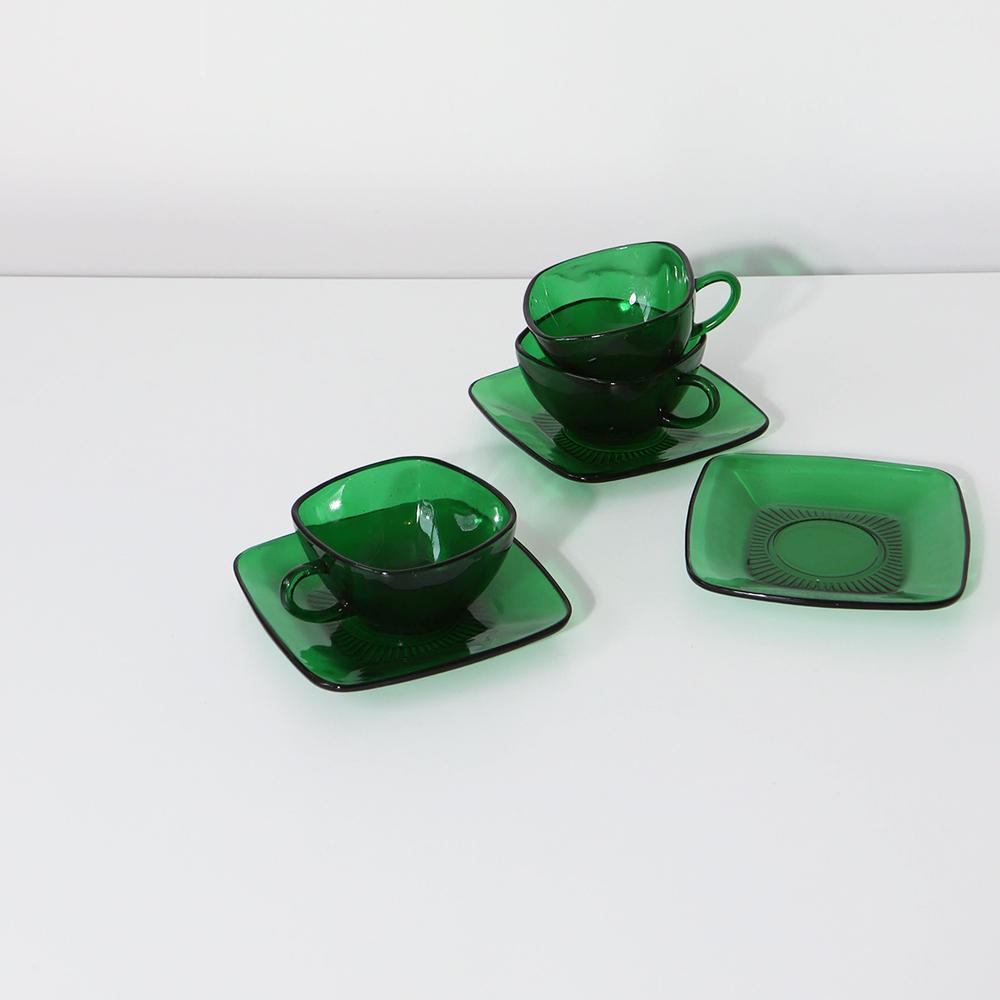 1950s Anchor Hocking Forest green glass cup and saucer