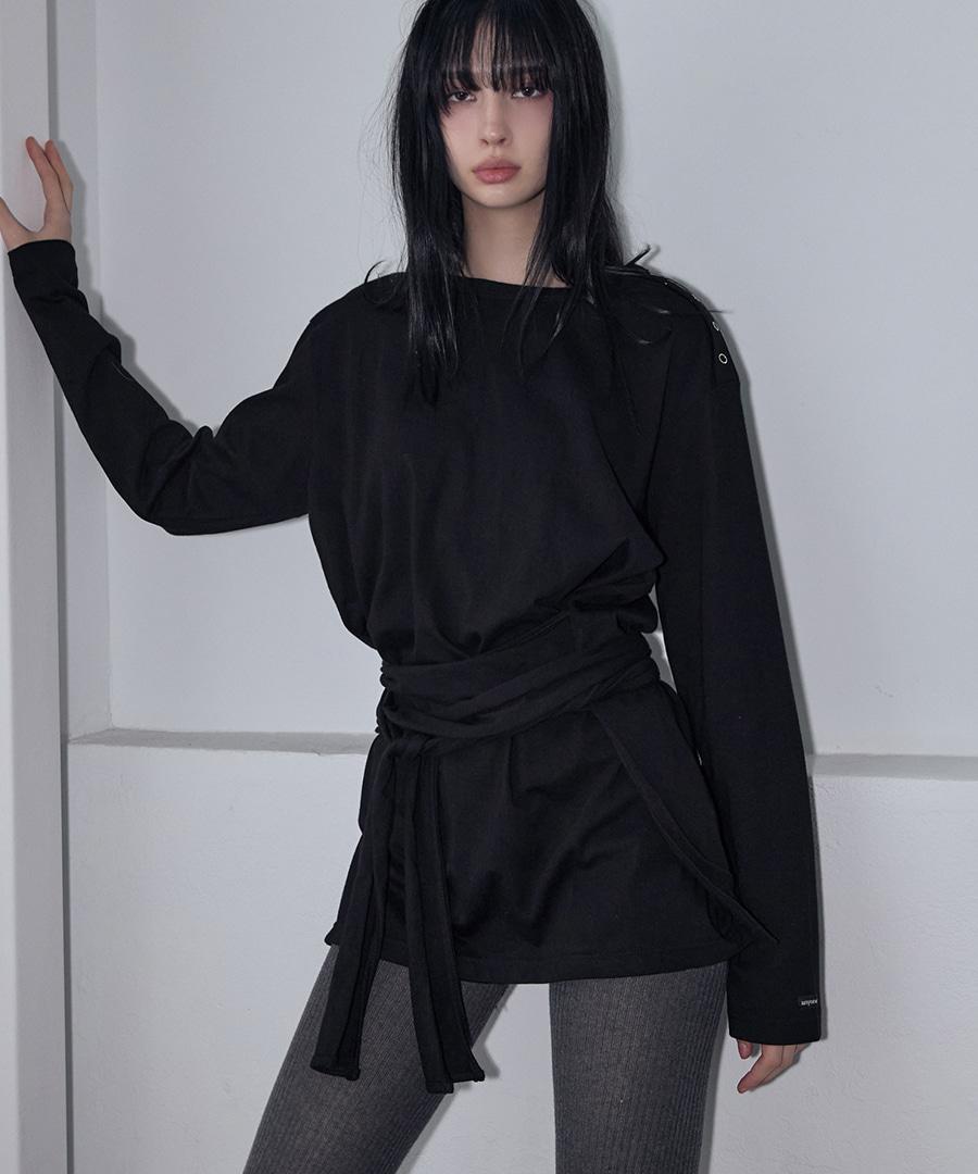 Wrap-Tie Long Sleeve Tee Black