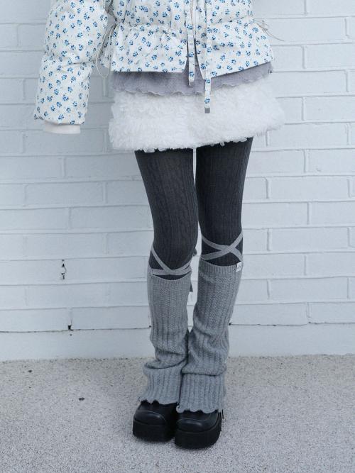 레이스 롱 니트 워머(그레이)